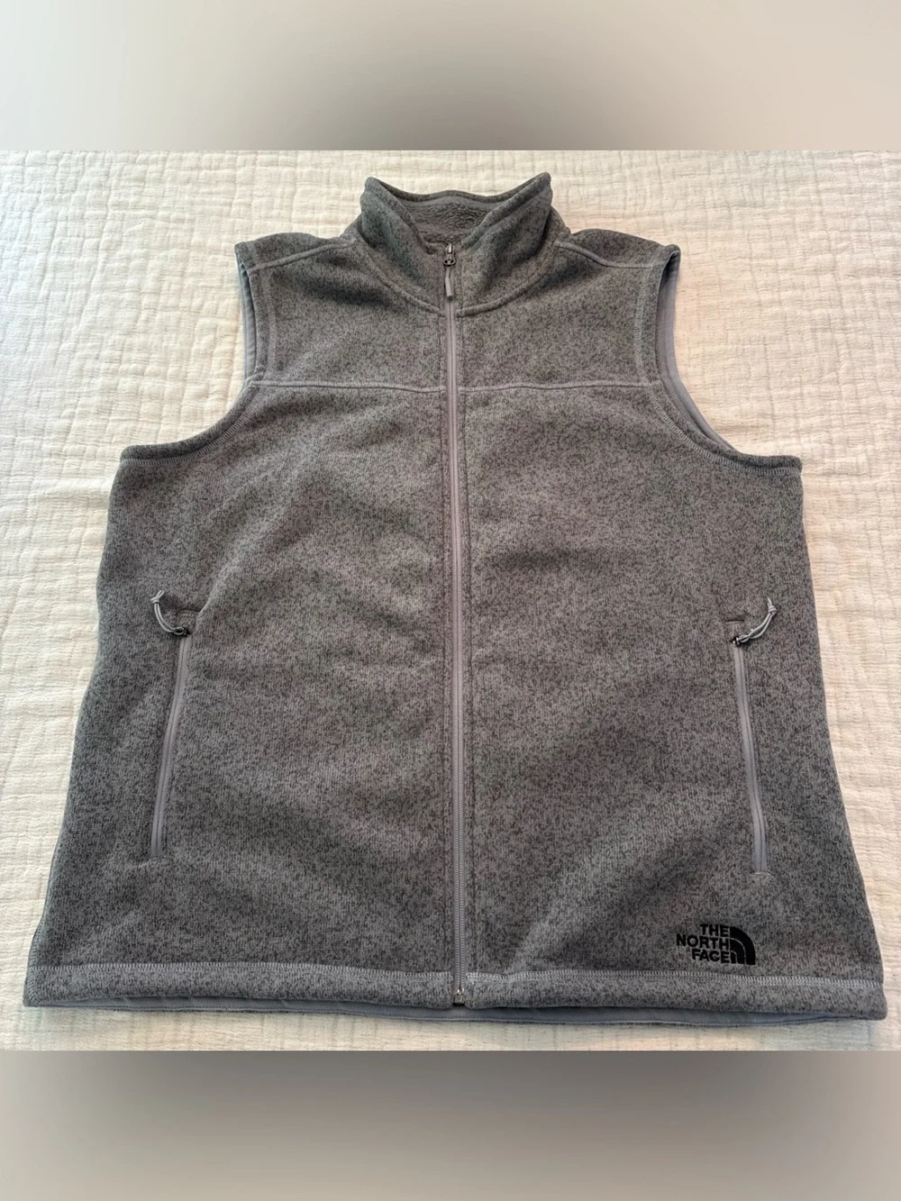 Mens The North Face Sweater Vest Fleece Full Zip Jacket Coat Gray XL